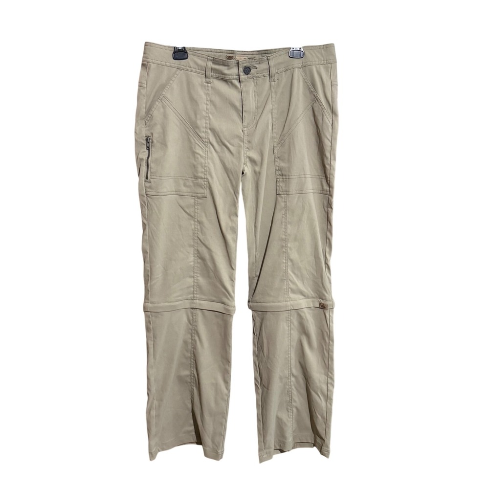 PrAna Convertible Hiking Cargo Pants Women 12 Tan Outdoor Gorpcore Camping